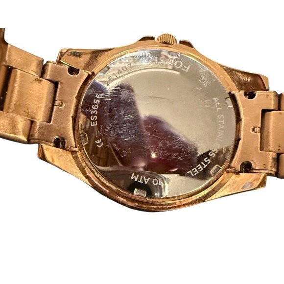 Fossil Riley Purple Crystal set Dial Rose Gold tone Steel Ladies Watch Read - Picture 5 of 5
